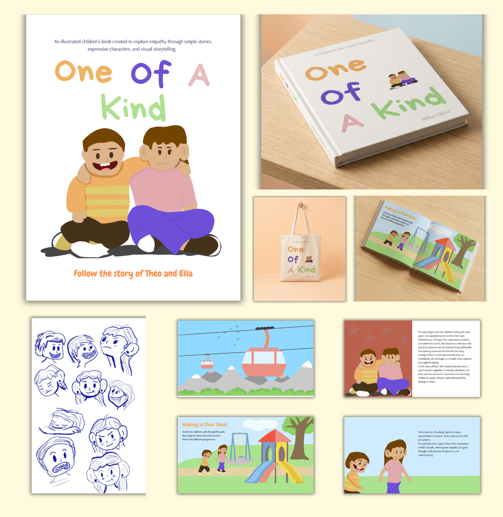 One of A Kind — children's book spreads and process